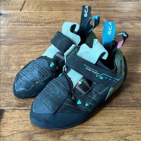 Scarpa Instinct VS Rock Climbing Shoes Black Aqua Size 38.5 / Womens 7 1/3 - Picture 5 of 12